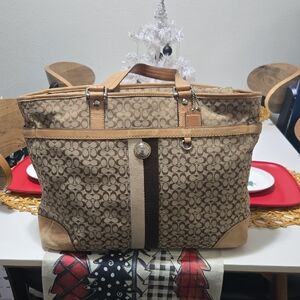 Coach Tan and Brown Signature Tote